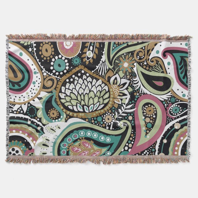 Asian paisley: modern seamless design. throw blanket (Front)