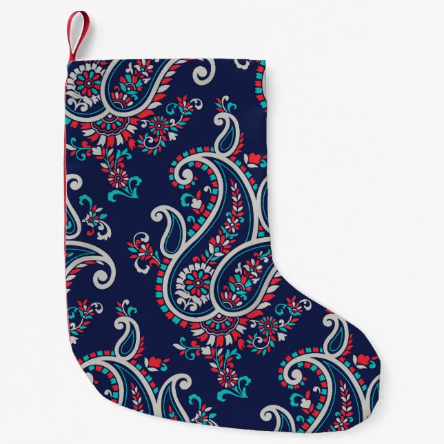 Asian Paisley: Traditional Seamless Design. Small Christmas Stocking (Front)