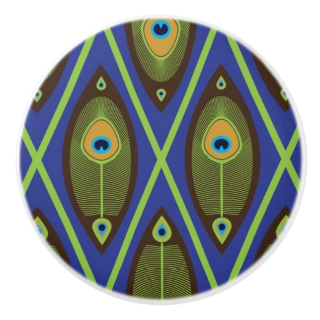 Asian pattern ceramic knob (Front)