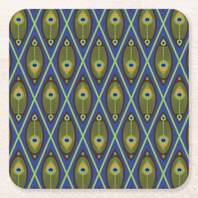 Asian pattern square paper coaster (Front)