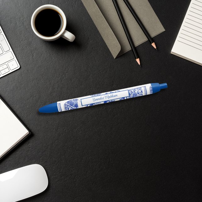 Asian Pottery Blue White Chinoiserie  Blue Ink Pen (Creator Uploaded)