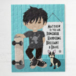 Asian Powerful and Brave Boy Jigsaw Puzzle<br><div class="desc">Personalised Multicultural Puzzle with positive affirming message for children. Please check out more of my personalised gifts.</div>