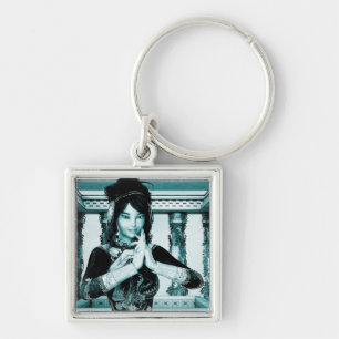 Asian Royal Woman Blue Portrait Art Key Ring