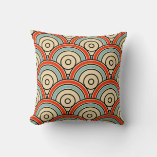 Asian Scales Waves Ivory Pattern Cushion