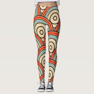 Asian Scales Waves Ivory Pattern Leggings
