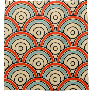 Asian Scales Waves Ivory Pattern Shower Curtain