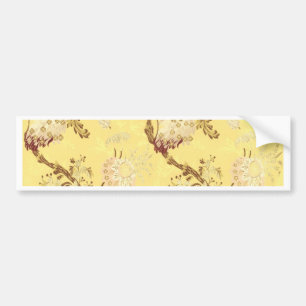 Asian silk screen yellow cold vintage lovely chic bumper sticker