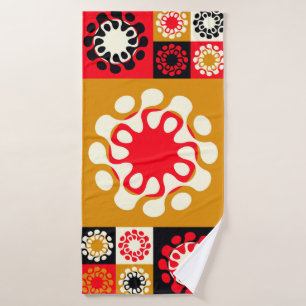 asian style ethnic mosaic with stylised flowers in bath towel