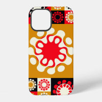 asian style ethnic mosaic with stylised flowers in