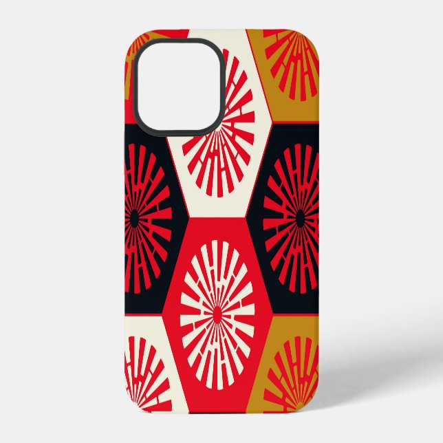 Asian Style Floral Hexagonal Pattern iPhone Case (Back)