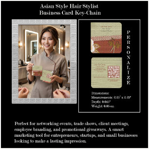 Asian Style Hair Stylist Business Card Keychain