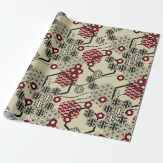 Asian style hexagon red and black pattern wrapping paper