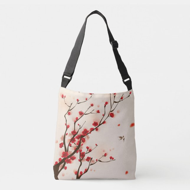 Asian Style Painting, Plum Blossom in Spring Crossbody Bag (Front)
