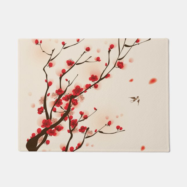 Asian Style Painting, Plum Blossom in Spring Doormat (Front)