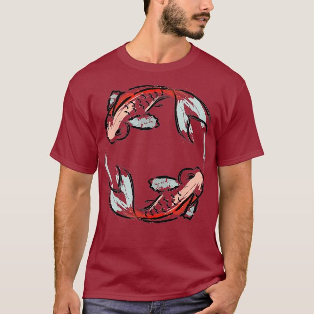 Asian Style Yin Yang Koi Fish Design TShirt (Front)