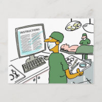Asian Surgeon Checks Instructions. Funny