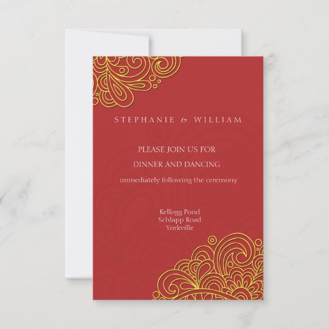 Asian Swirl Wedding Reception Card (Front)