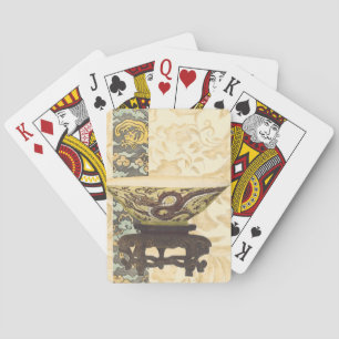 Asian Tapestry with Bowl and Dragon Design Playing Cards