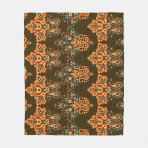 Asian Textile Paisley: Floral Vintage Illustration Fleece Blanket