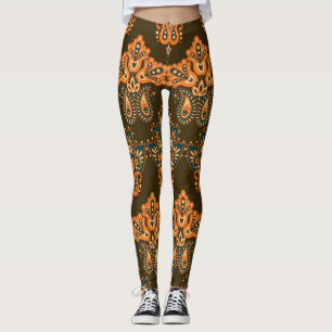 Asian Textile Paisley: Floral Vintage Illustration Leggings