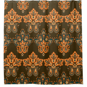 Asian Textile Paisley: Floral Vintage Illustration Shower Curtain