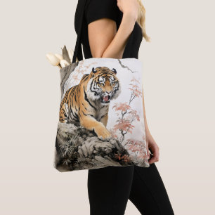 Asian Tiger Traditional Painting Tote Bag