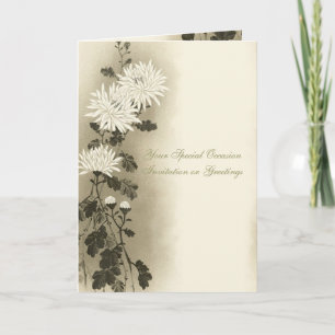 Asian Vintage Creamy Sepia Flora All-Occasion Thank You Card