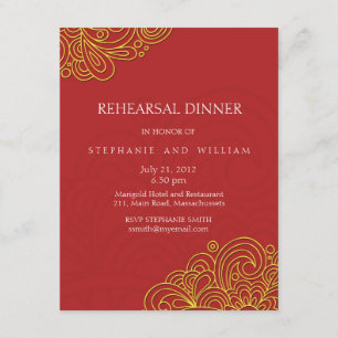Asian Vintage Swirl Rehearsal Dinner Card