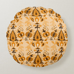 Asian vintage wallpaper seamless ornament flowers round cushion