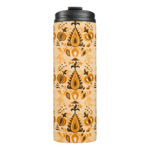 Asian vintage wallpaper seamless ornament flowers  thermal tumbler