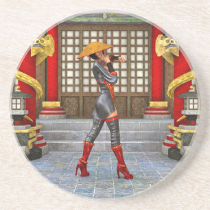 Asian Warrior Maiden Coaster