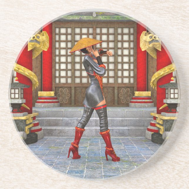 Asian Warrior Maiden Coaster (Front)
