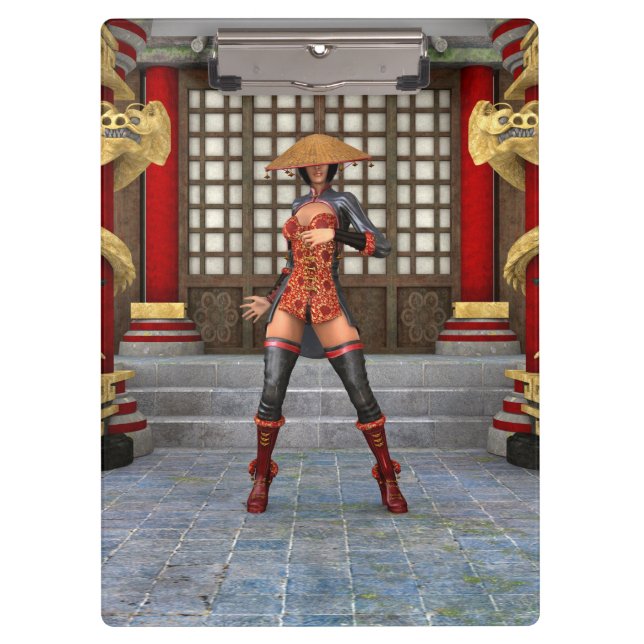 Asian Warrior Maiden Fantasy Samurai Artwork Clipboard (Front)