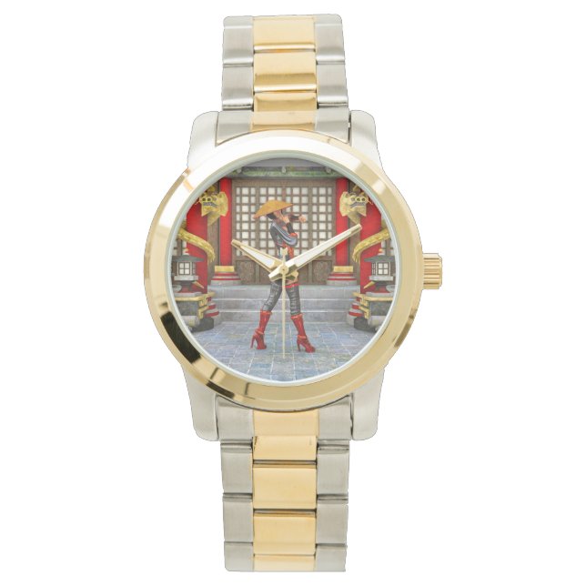 Asian Warrior Maiden Fantasy Samurai Artwork Watch (Front)