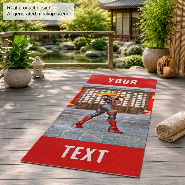 Asian Warrior Maiden Fantasy Samurai Artwork Yoga Mat (Creator Uploaded)
