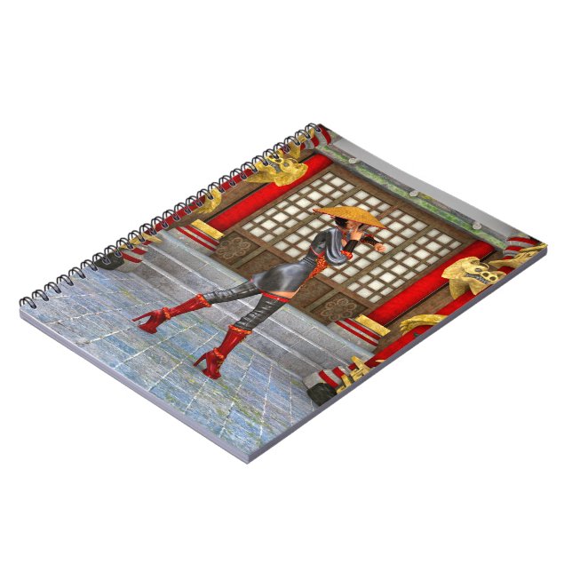 Asian Warrior Maiden Spiral Notebook (Left Side)