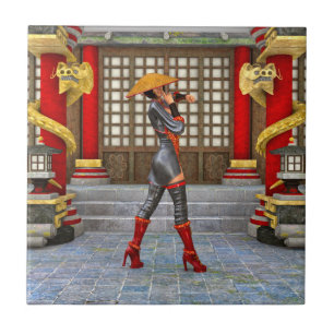 Asian Warrior Maiden Tile
