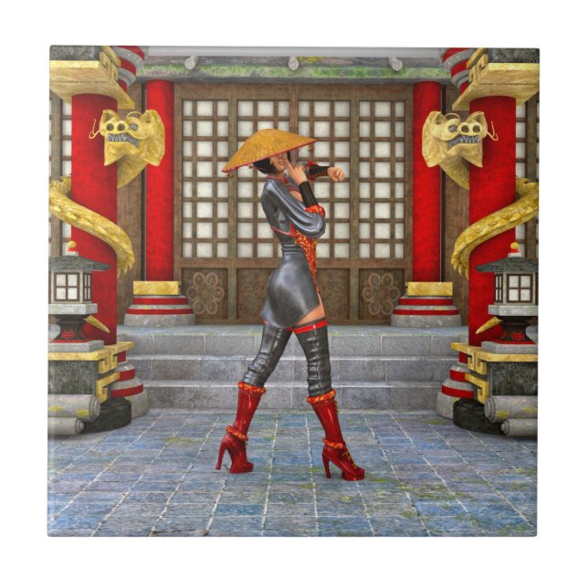 Asian Warrior Maiden Tile (Front)