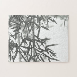 Asian wash painting style (sumi-e) style bamboo jigsaw puzzle