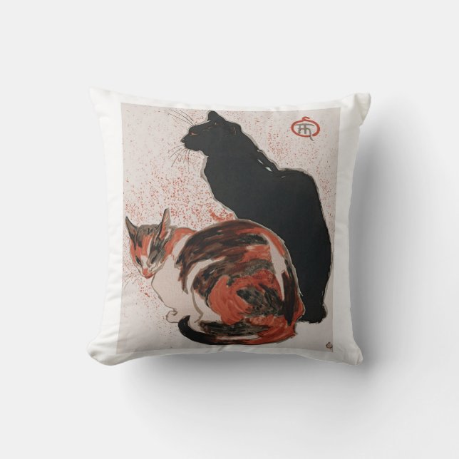 Asian watercolor cats cushion (Front)