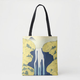 Asian Waterfall Throw Pillow Tote Bag