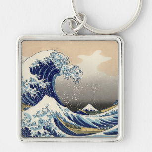 Asian Wave Art Print Painting Woodcut Fuji Key Ring