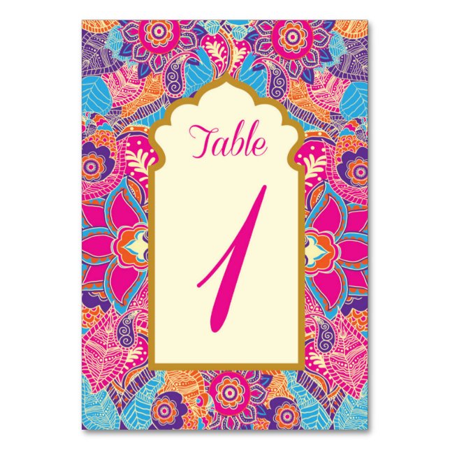 Asian - Wedding - Henna - Mehndi - Table Numbers (Front)