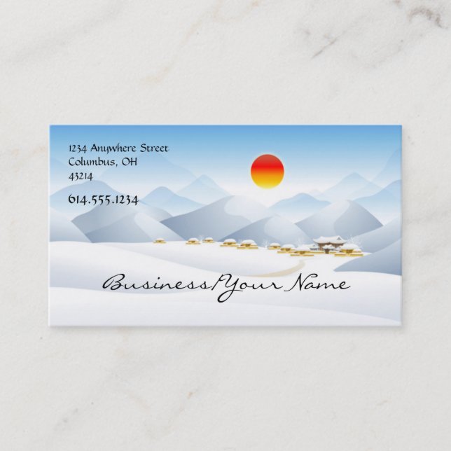 Asian Winter Sun Design 2 Business Card (Front)