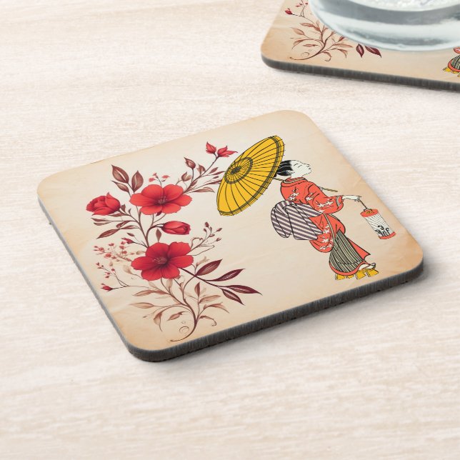 Asian Woman Beverage Coaster (Left Side)