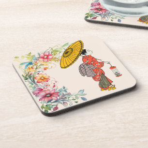 Asian Woman Beverage Coaster
