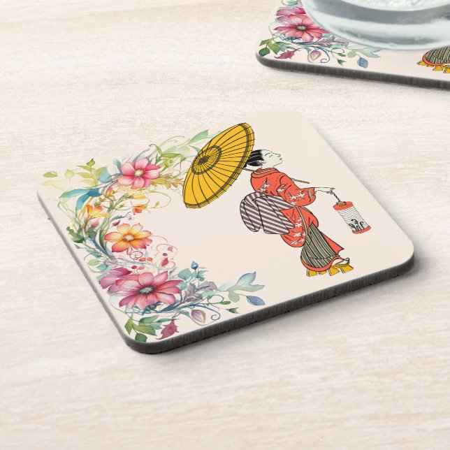 Asian Woman Beverage Coaster (Left Side)