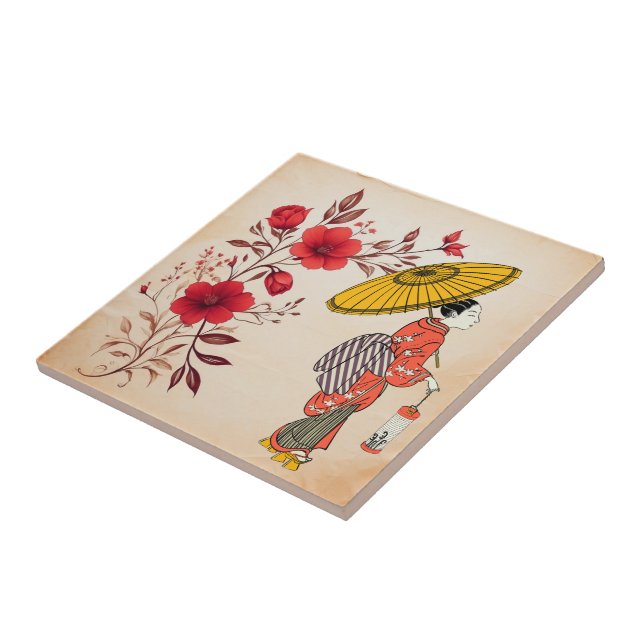 Asian Woman Ceramic Tile (Side)