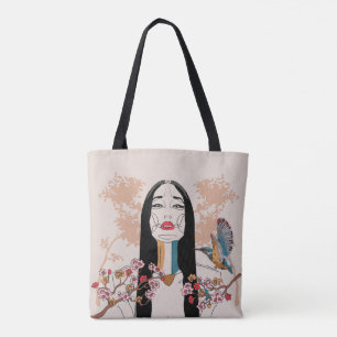 Asian Woman Line Art Tote Bag