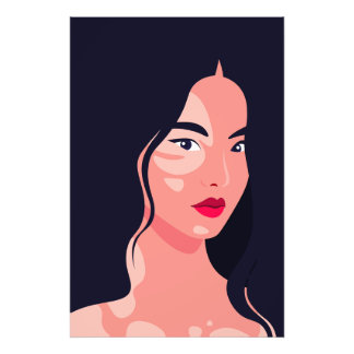 Asian Woman Portrait Vitiligo Beauty Vector Photo Print